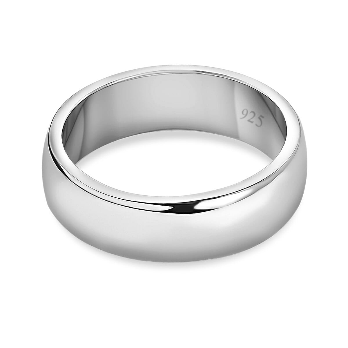 Platinum Over Sterling Silver Forever Yours Engraved Band Ring (Size 6.0) 4 Grams image number 3