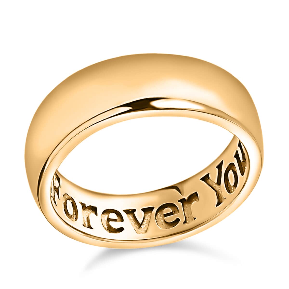 Vermeil Yellow Gold Over Sterling Silver Forever Yours Engraved Band Ring (Size 7.0) 4 Grams image number 0