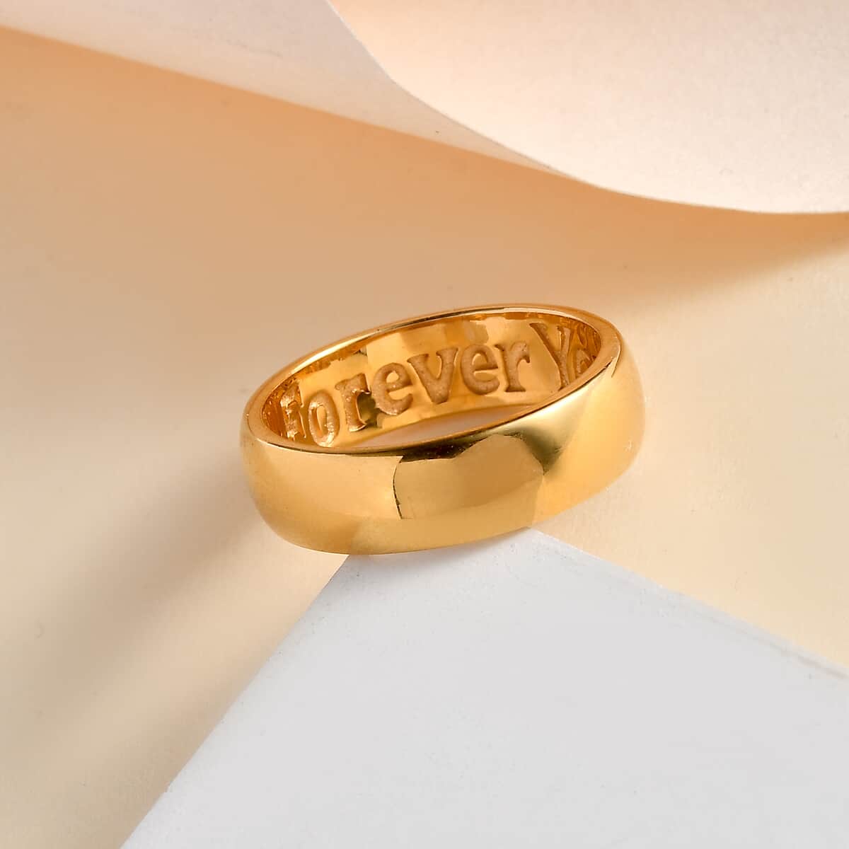 Vermeil Yellow Gold Over Sterling Silver Forever Yours Engraved Band Ring (Size 7.0) 4 Grams image number 1