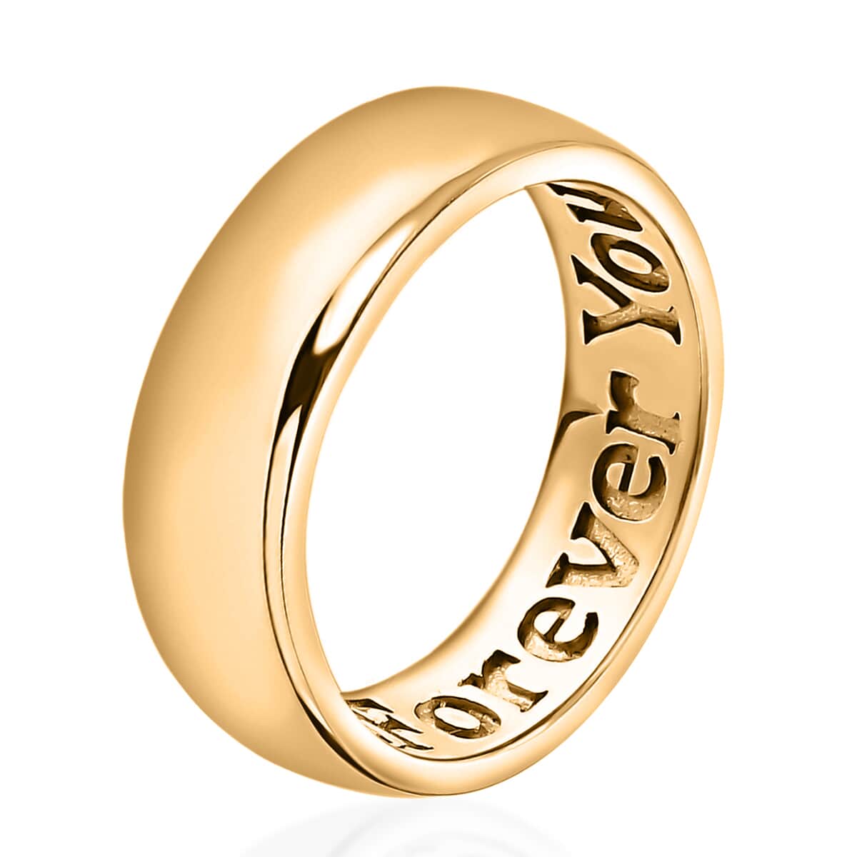 Vermeil Yellow Gold Over Sterling Silver Forever Yours Engraved Band Ring (Size 7.0) 4 Grams image number 3