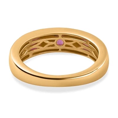 Ilakaka Hot Pink Sapphire (FF) and White Zircon 2.04 ctw Band Ring in Vermeil Yellow Gold Over Sterling Silver (Size 11.5)
