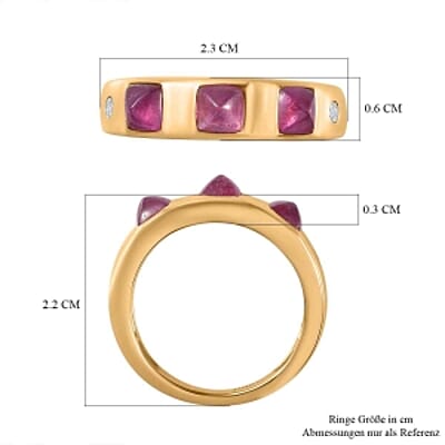 Ilakaka Hot Pink Sapphire (FF) and White Zircon 2.04 ctw Band Ring in Vermeil Yellow Gold Over Sterling Silver (Size 11.5)