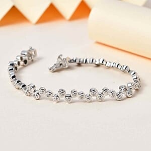 Moissanite Fancy 1.15 ctw Bracelet in Rhodium Over Sterling Silver (7.50 In)