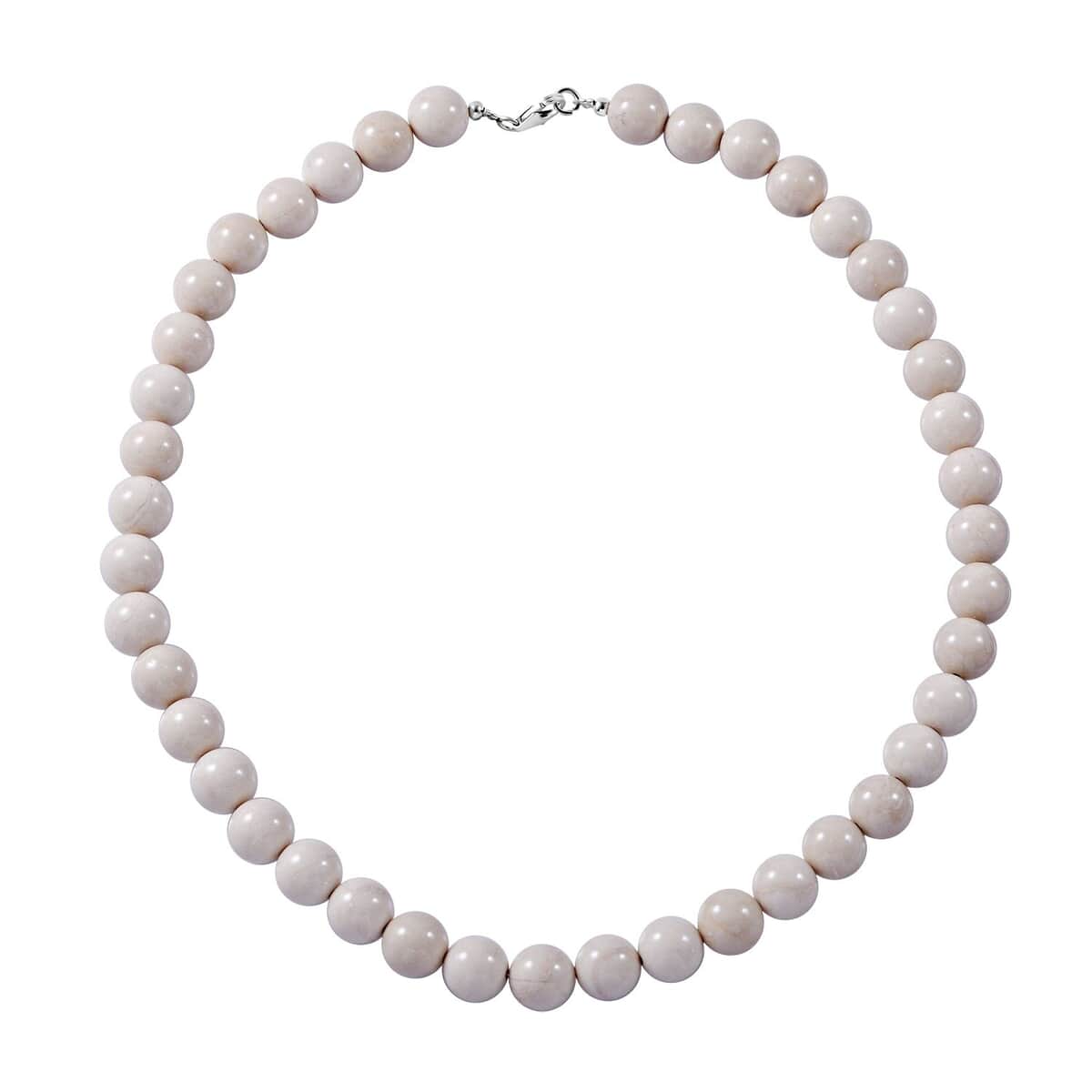 White Calcite Beaded Necklace 18 Inches in Sterling Silver 320.00 ctw image number 0