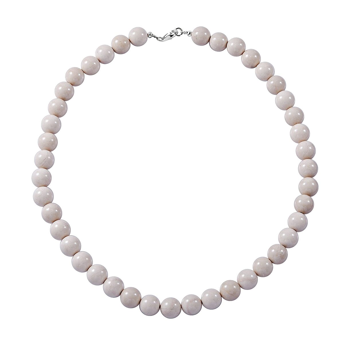 White Calcite Beaded Necklace 18 Inches in Sterling Silver 320.00 ctw image number 0