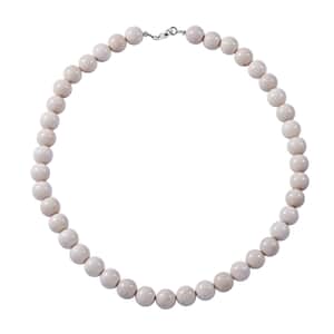 White Calcite Beaded Necklace 18 Inches in Sterling Silver 320.00 ctw
