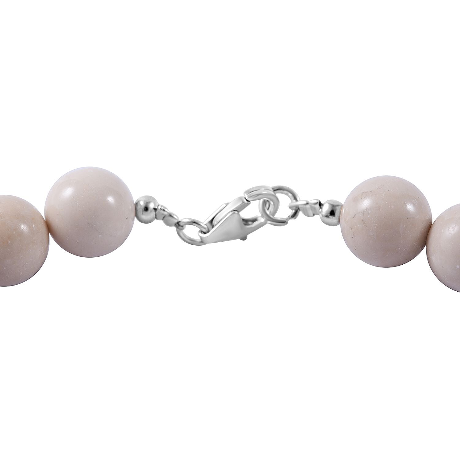 White Calcite Beaded Necklace 18 Inches in Sterling Silver 320.00 ctw