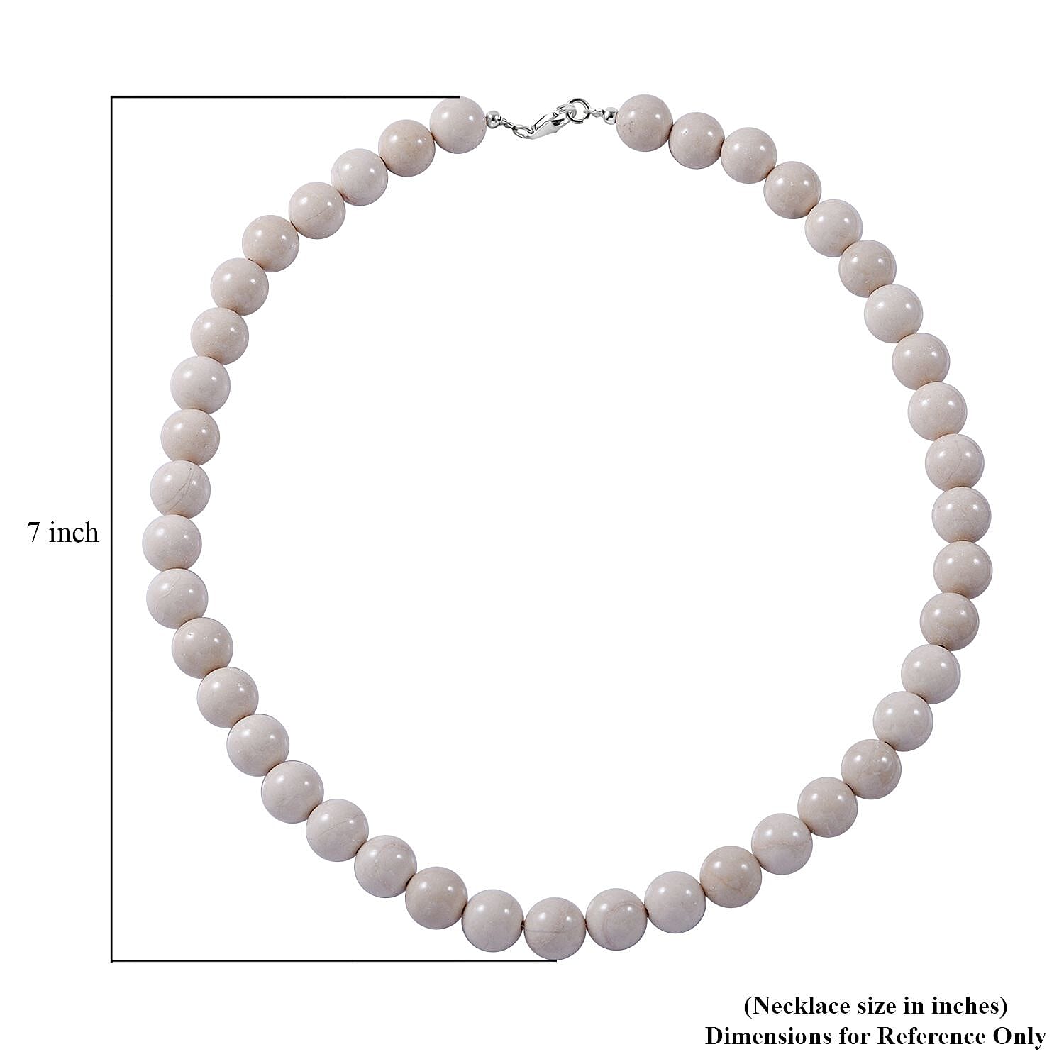 White Calcite Beaded Necklace 18 Inches in Sterling Silver 320.00 ctw