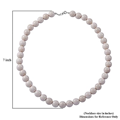 White Calcite Beaded Necklace 18 Inches in Sterling Silver 320.00 ctw