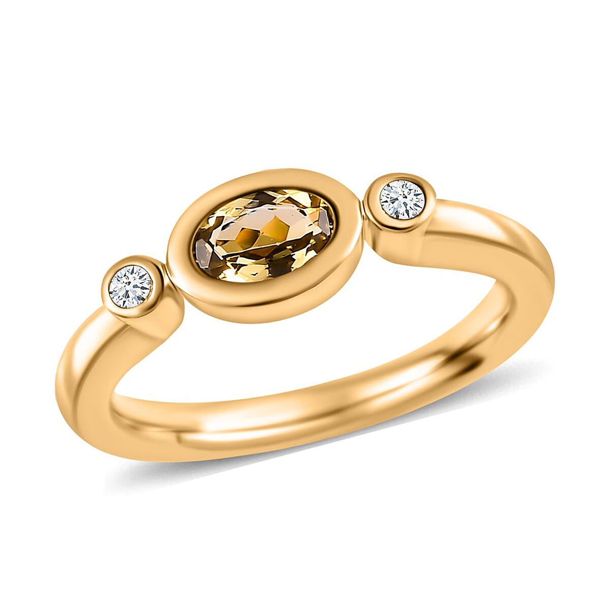Natural Golden Tanzanite and White Zircon 0.50 ctw Ring in Vermeil Yellow Gold Over Sterling Silver (Size 9.0)