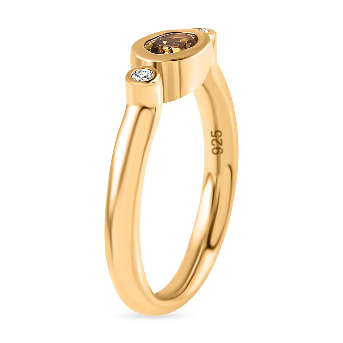 Natural Golden Tanzanite and White Zircon 0.50 ctw Ring in Vermeil Yellow Gold Over Sterling Silver (Size 9.0)
