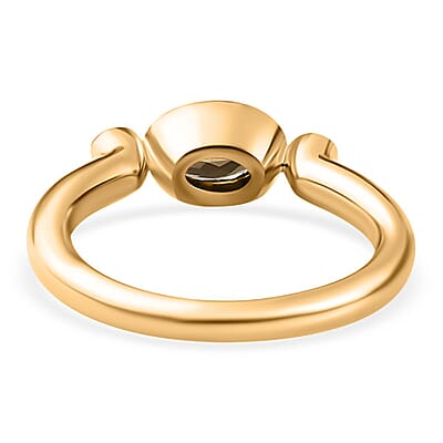 Natural Golden Tanzanite and White Zircon 0.50 ctw Ring in Vermeil Yellow Gold Over Sterling Silver (Size 9.0)