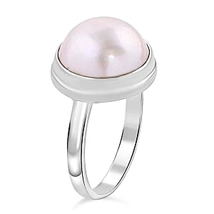 White Mabe Pearl 6.71 ctw Ring in Sterling Silver (Size 5.5)