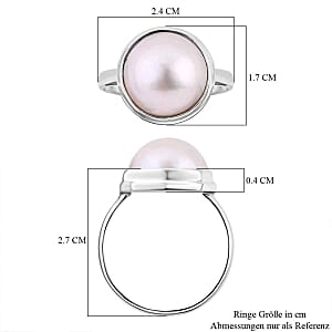 White Mabe Pearl 6.71 ctw Ring in Sterling Silver (Size 5.5)