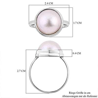 White Mabe Pearl 6.71 ctw Ring in Sterling Silver (Size 5.5)