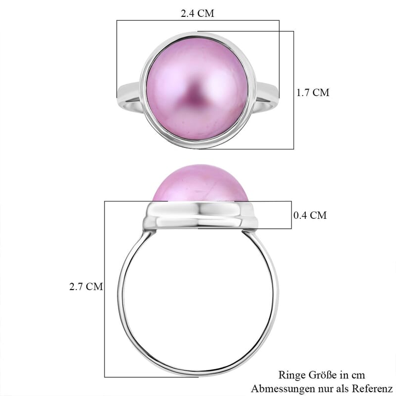 Pink Mabe Pearl 6.25 ctw Ring in Sterling Silver (Size 8)