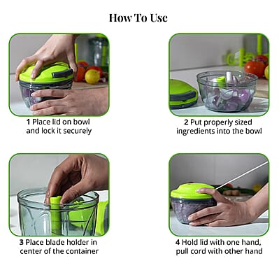 Set of 2 Green Chopper Blender Food Processor 900 ml