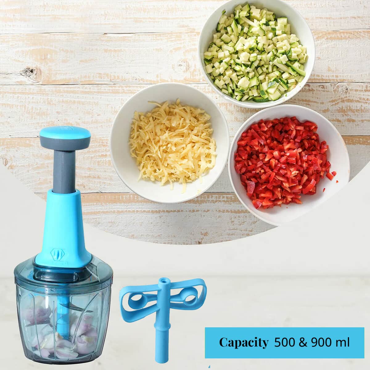 Set of 2 Blue Chopper Blender Food Processor 900 ml image number 3