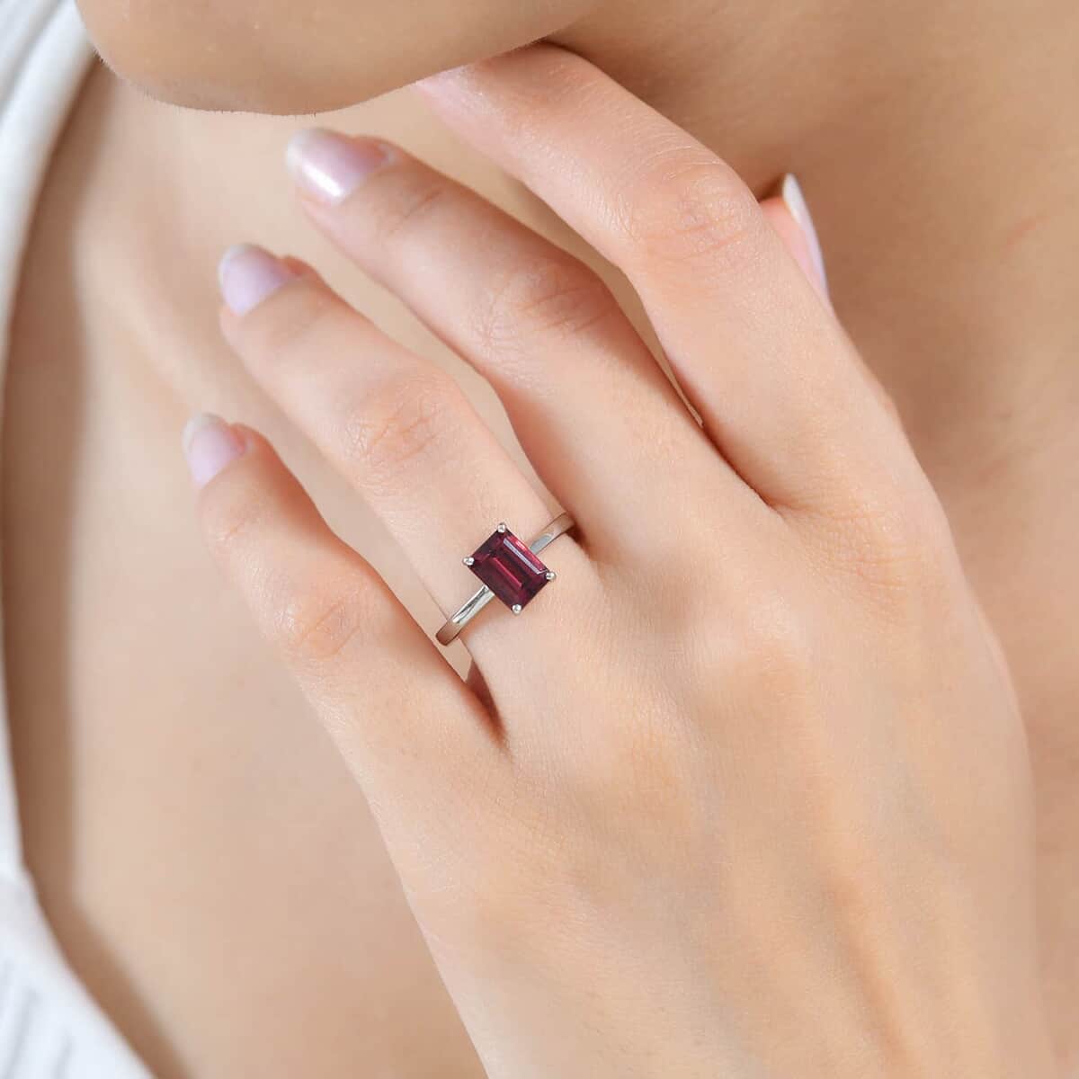 Rhapsody 950 Platinum AAAA Ouro Fino Rubellite Solitaire Ring (Size 6.0) 4.50 Grams 1.80 ctw image number 2