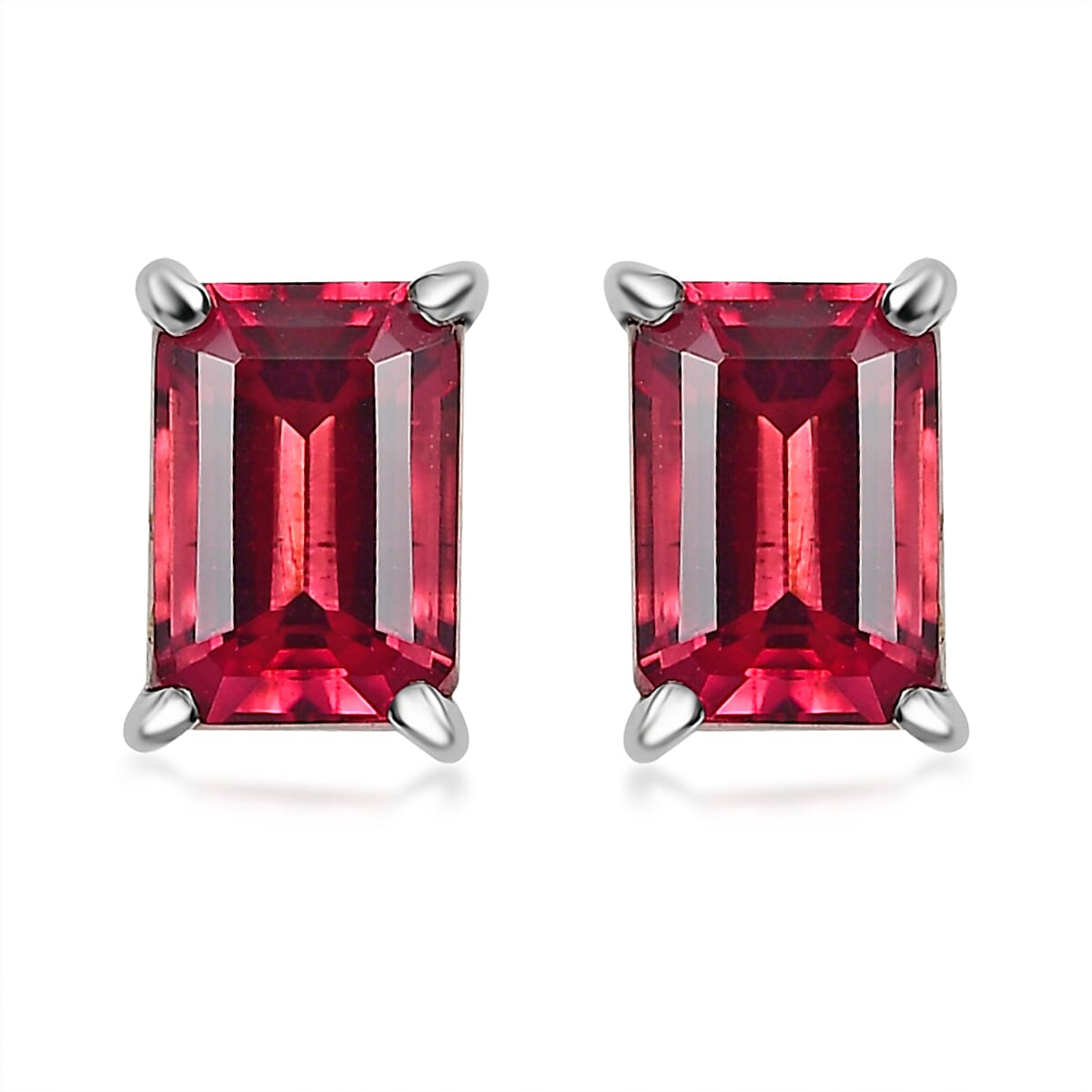 Rhapsody 950 Platinum AAAA Ouro Fino Rubellite Solitaire Stud Earrings 1.60 ctw