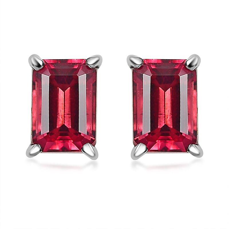 Rhapsody 950 Platinum AAAA Ouro Fino Rubellite Solitaire Stud Earrings 1.60 ctw