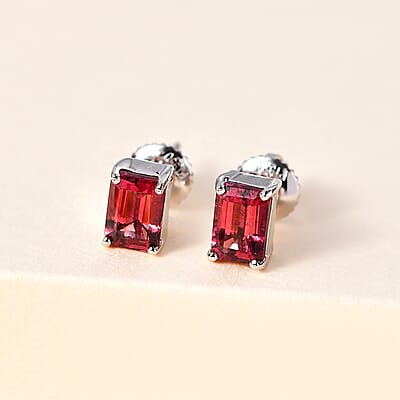 Rhapsody 950 Platinum AAAA Ouro Fino Rubellite Solitaire Stud Earrings 1.60 ctw