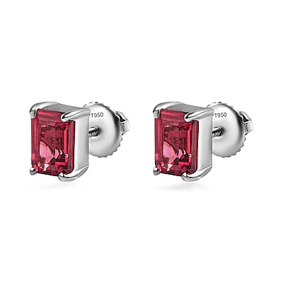 Rhapsody 950 Platinum AAAA Ouro Fino Rubellite Solitaire Stud Earrings 1.60 ctw