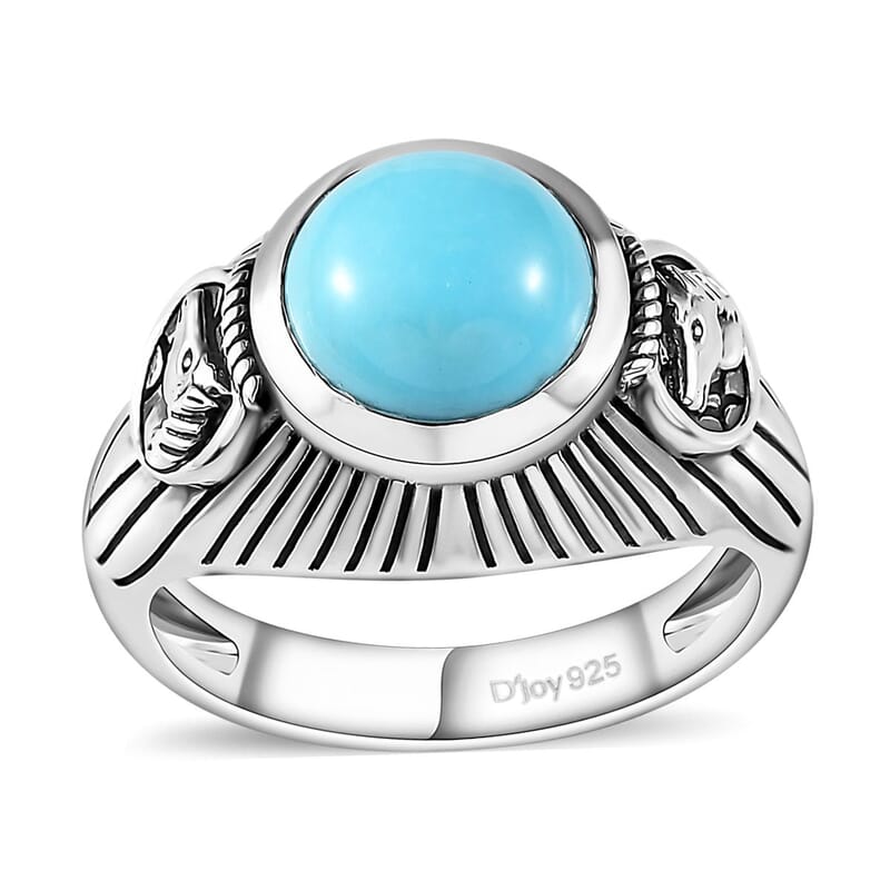 Artisan Crafted Premium Sleeping Beauty Turquoise Horse Head Men's Ring in Sterling Silver (Size 10.0) 3.50 ctw