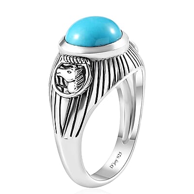 Artisan Crafted Premium Sleeping Beauty Turquoise Horse Head Men's Ring in Sterling Silver (Size 10.0) 3.50 ctw