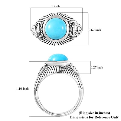 Artisan Crafted Premium Sleeping Beauty Turquoise Horse Head Men's Ring in Sterling Silver (Size 10.0) 3.50 ctw