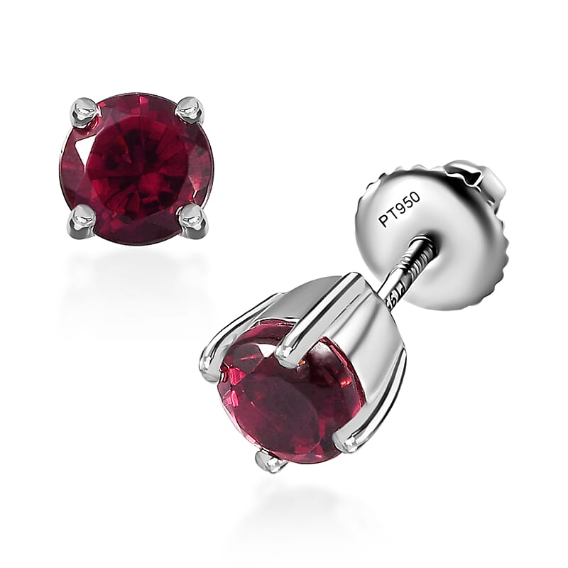 Rhapsody 950 Platinum AAAA Ouro Fino Rubellite Solitaire Stud Earrings 1.50 ctw