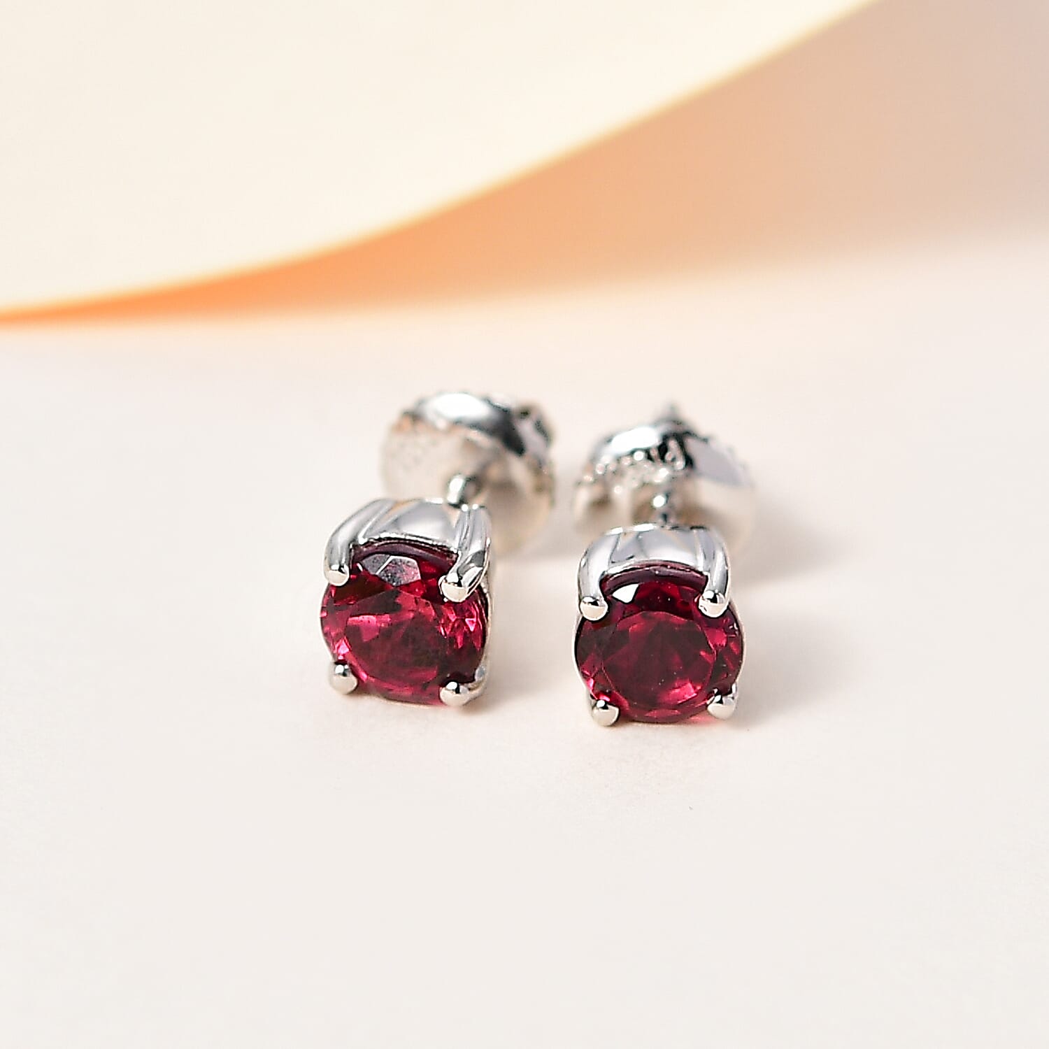 Rhapsody 950 Platinum AAAA Ouro Fino Rubellite Solitaire Stud Earrings 1.50 ctw