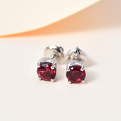 Rhapsody 950 Platinum AAAA Ouro Fino Rubellite Solitaire Stud Earrings 1.50 ctw