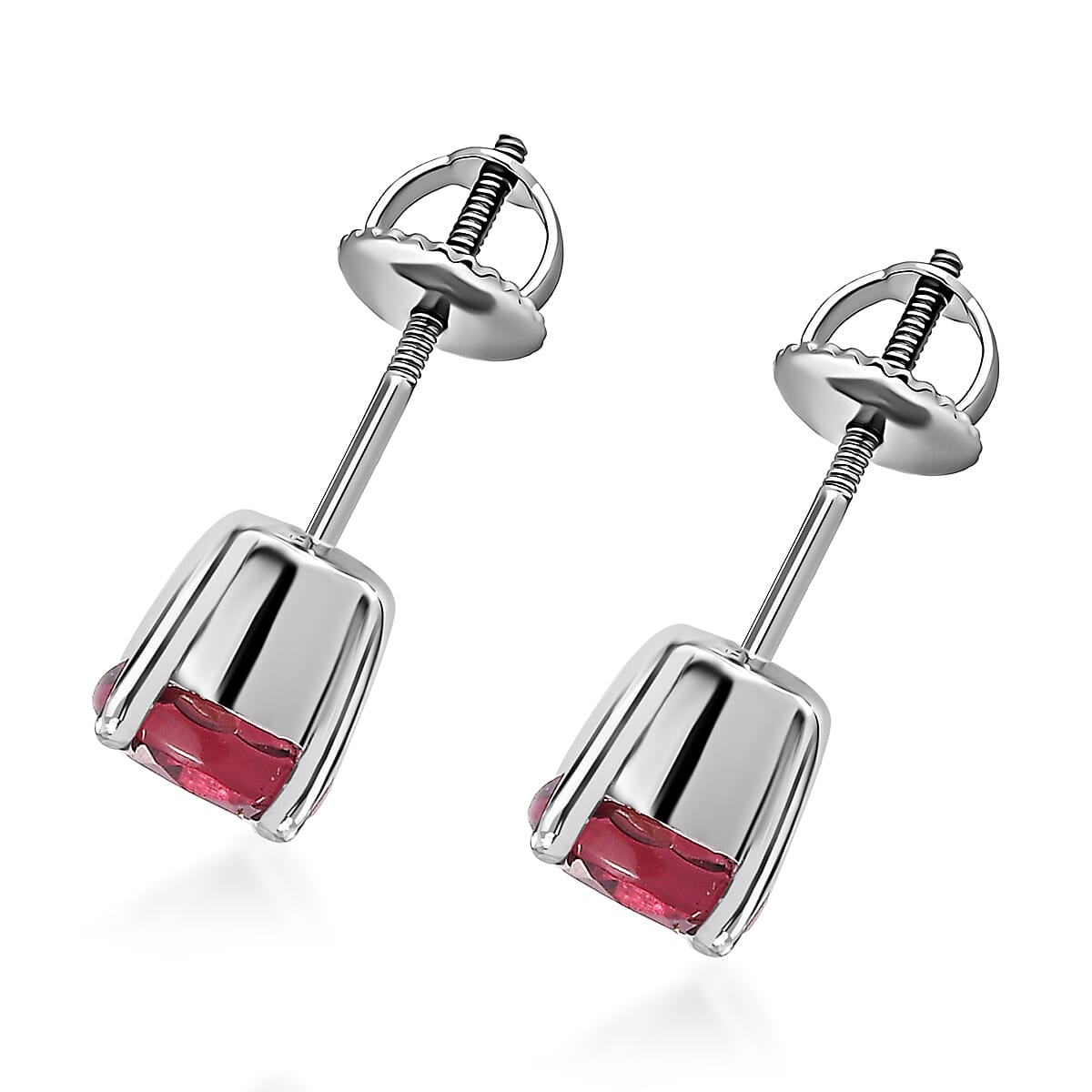 Rhapsody 950 Platinum AAAA Ouro Fino Rubellite Solitaire Stud Earrings 1.50 ctw image number 3