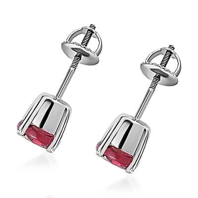Rhapsody 950 Platinum AAAA Ouro Fino Rubellite Solitaire Stud Earrings 1.50 ctw