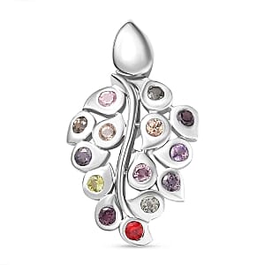 Multi Sapphire 0.84 ctw Pendant in Platinum Over Sterling Silver