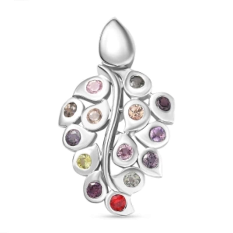 Multi Sapphire 0.84 ctw Pendant in Platinum Over Sterling Silver