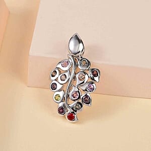 Multi Sapphire 0.84 ctw Pendant in Platinum Over Sterling Silver