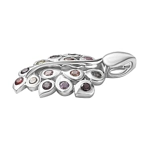 Multi Sapphire 0.84 ctw Pendant in Platinum Over Sterling Silver