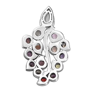 Multi Sapphire 0.84 ctw Pendant in Platinum Over Sterling Silver