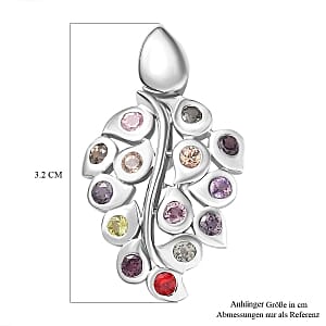 Multi Sapphire 0.84 ctw Pendant in Platinum Over Sterling Silver