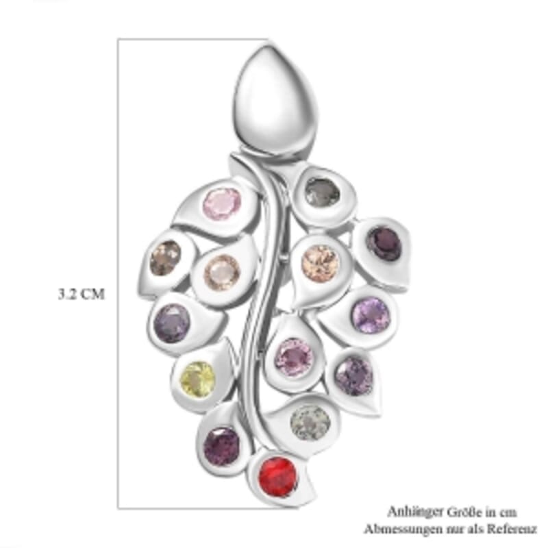 Multi Sapphire 0.84 ctw Pendant in Platinum Over Sterling Silver