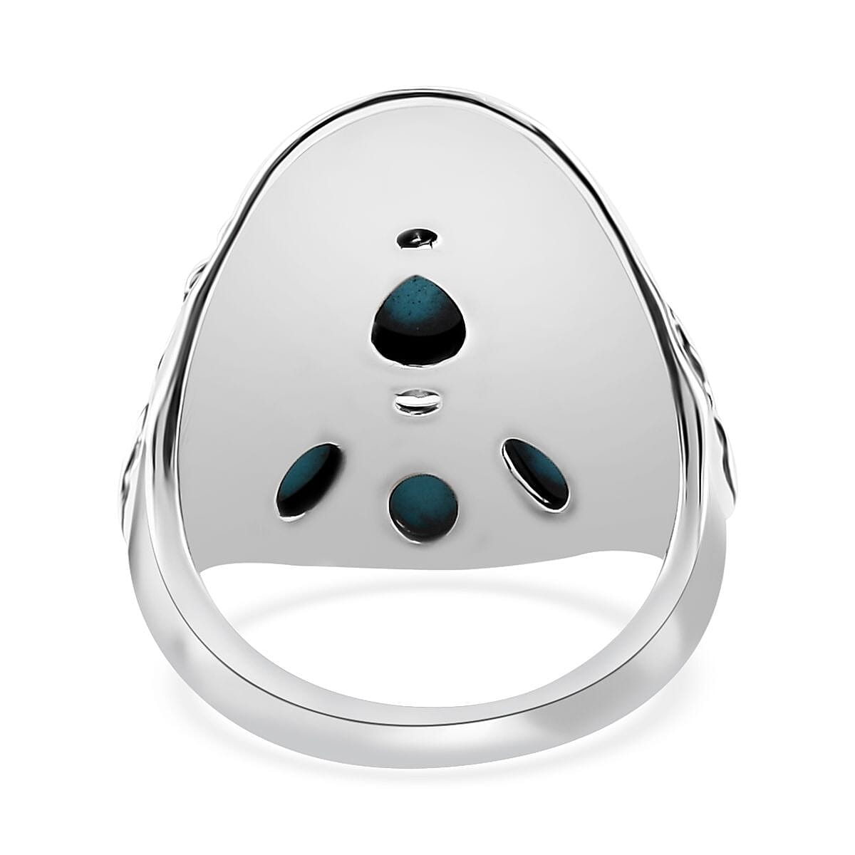 Artisan Crafted Premium Sleeping Beauty Turquoise Kokopelli, Bear and Horse Ring in Sterling Silver (Size 10.0) 1.65 ctw