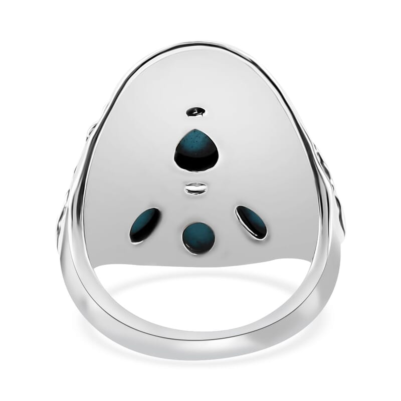 Artisan Crafted Premium Sleeping Beauty Turquoise Kokopelli, Bear and Horse Ring in Sterling Silver (Size 10.0) 1.65 ctw