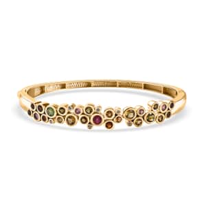 Multi-Tourmaline and White Zircon Bubble Bangle Bracelet in Vermeil Yellow Gold Over Sterling Silver (7.25 In) 3.40 ctw