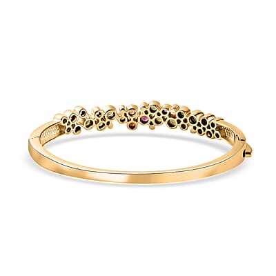 Multi-Tourmaline and White Zircon Bubble Bangle Bracelet in Vermeil Yellow Gold Over Sterling Silver (7.25 In) 3.40 ctw