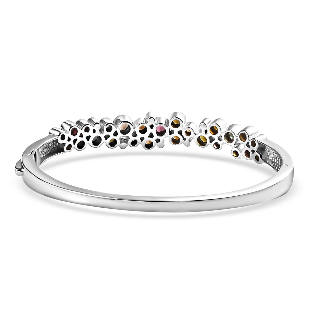 Multi-Tourmaline and White Zircon Bubble Bangle Bracelet in Platinum Over Sterling Silver (7.25 In) 3.40 ctw image number 4