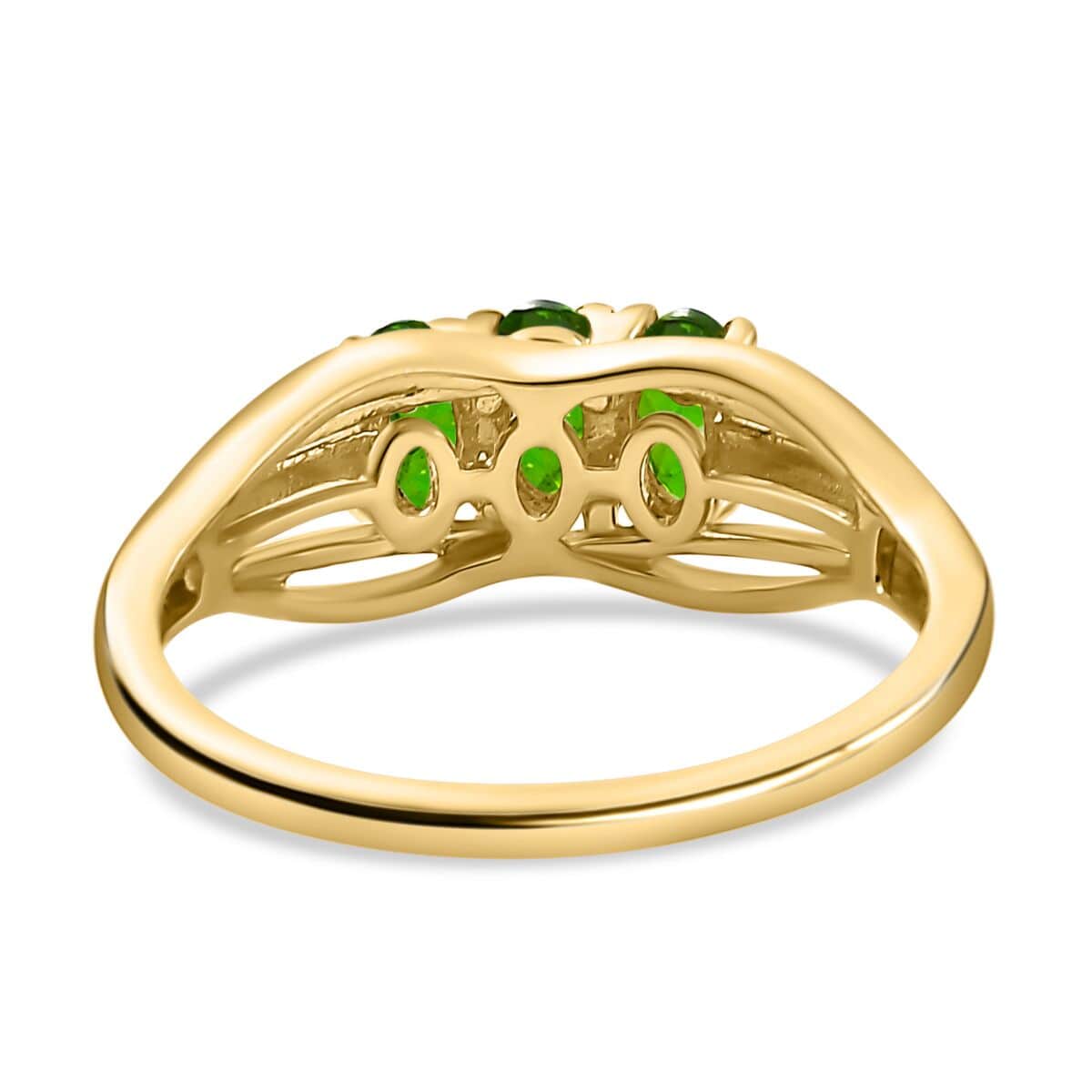 Chrome Diopside 3 Stone Ring in Vermeil Yellow Gold Over Sterling Silver (Size 6.0) 0.70 ctw image number 4