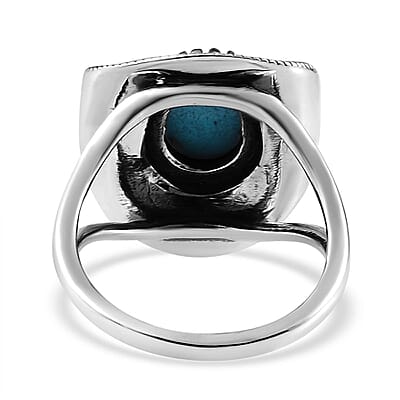 Artisan Crafted Premium Sleeping Beauty Turquoise Cowboy Hat Ring in Sterling Silver (Size 10.0) 1.50 ctw