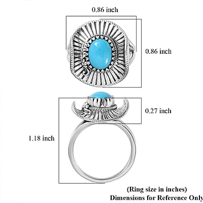 Artisan Crafted Premium Sleeping Beauty Turquoise Cowboy Hat Ring in Sterling Silver (Size 10.0) 1.50 ctw
